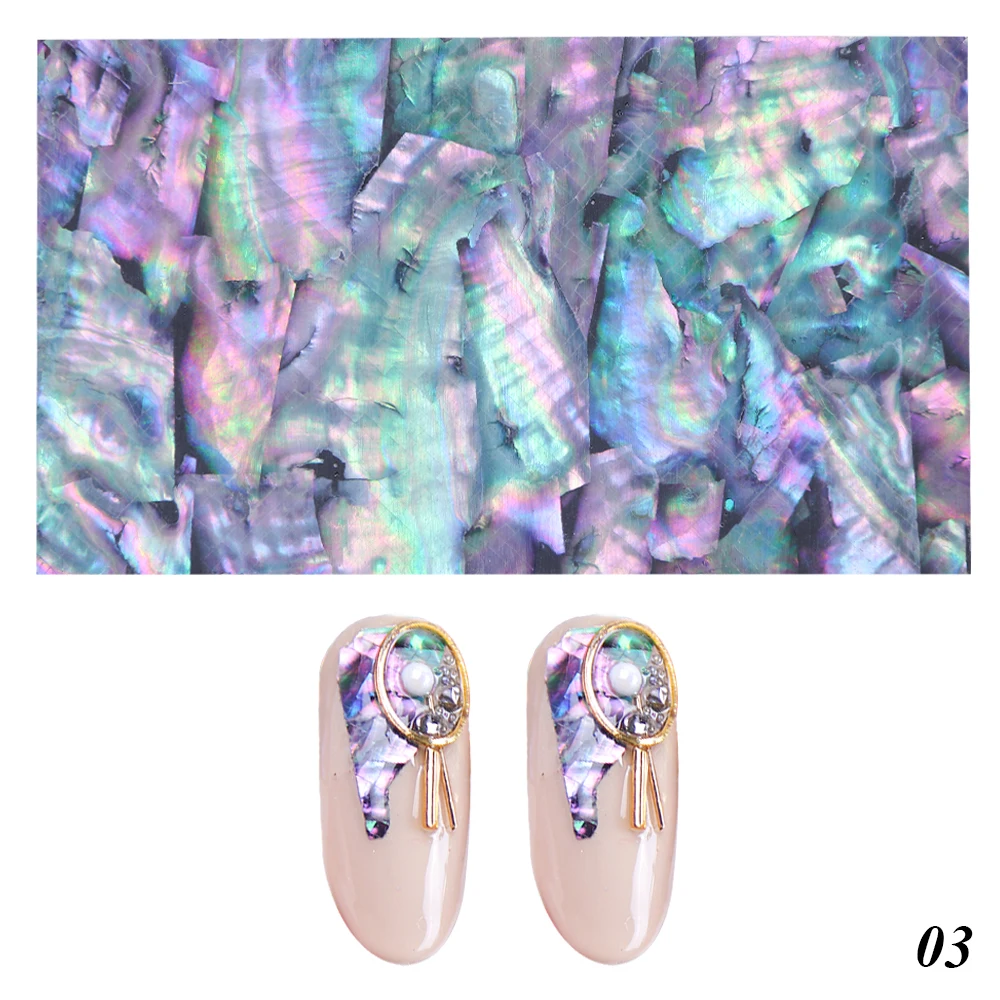 1pc Ocean Style Shell Abalone Nail Foils Gradient Marble Pattern Transfer Decals Mermaid Flakes Design Stickers Manicure 3