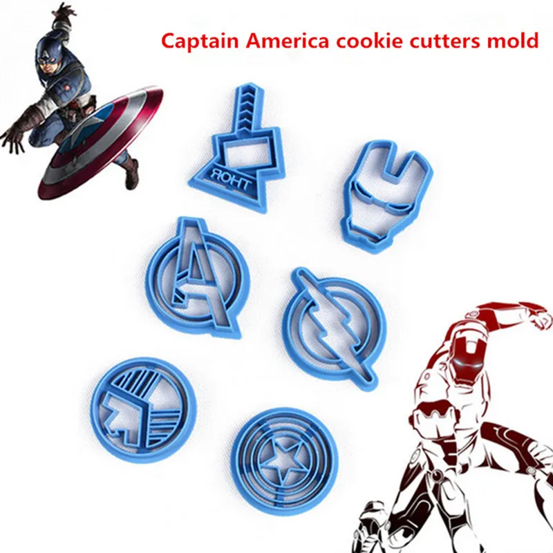 

6pcs/set The Avengers Alliance Super Hero Cookie Cutter Sugar Mold Superheroes Biscuit Cake Sugarcraft Avengers Cookie Cutters
