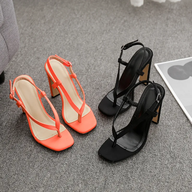 

Flip Flops Platform Beige Heeled Sandals Square Toe 2019 Women's Female Shoe High Heels Ladies Shoes Summer And Black Sale