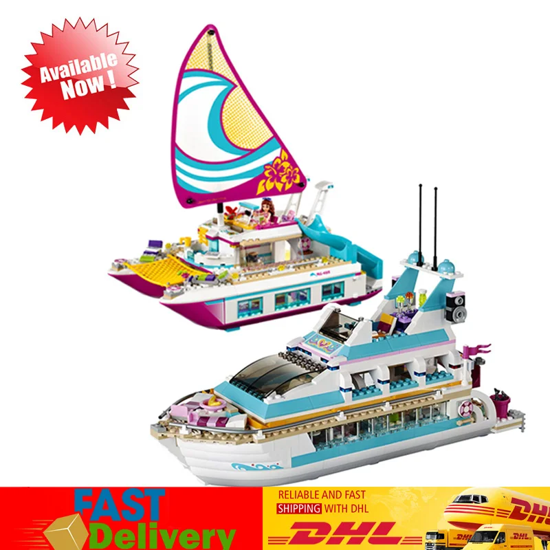 

Lepin 01038 Friend Sunshine Catamaran +01044 Dolphin Cruiser Bricks Blocks Toys Christmas Gift Compatible LegoINGlys 41317 41015