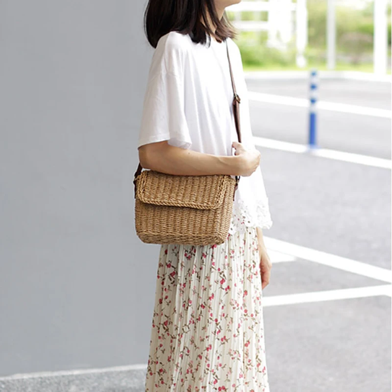 

Hot Summer Women Shoulder Bag Hand Made Exquisiteness Straw Bags Mini Woven Flap Sweet Pastoral Rattan Girls Bag