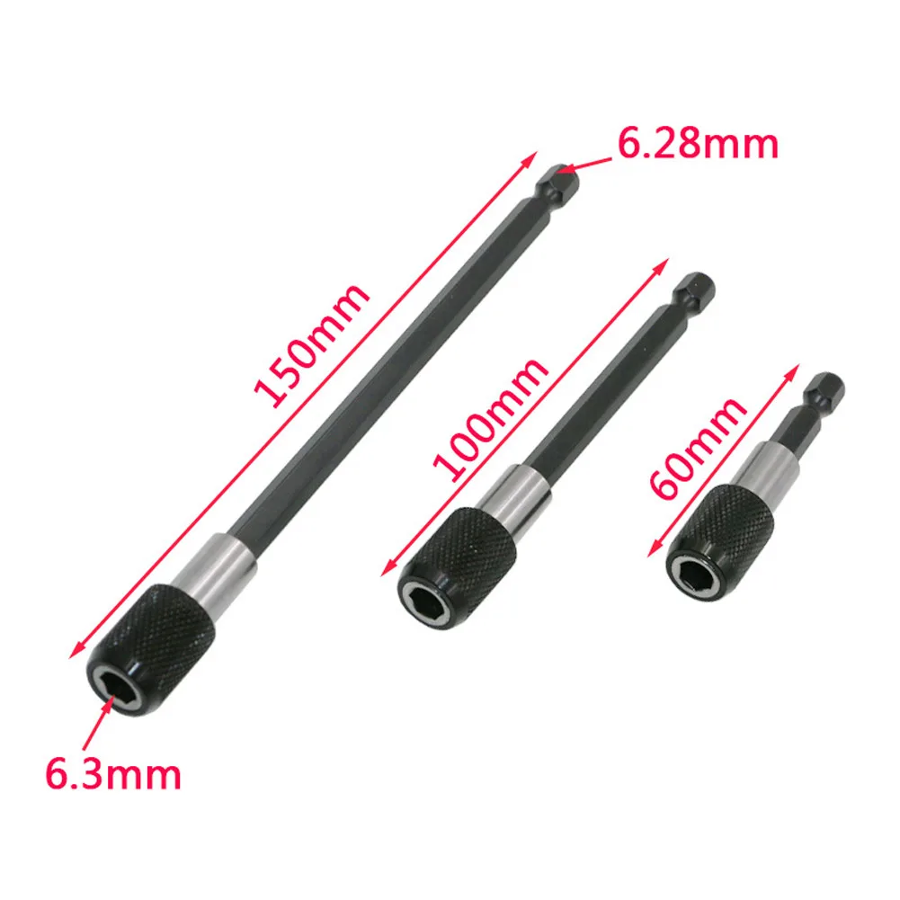 2016 New 3Pcs 60mm/100mm/150mm 1/4 Inch Hex Shank Quick Release Screwdriver Electric Drill Holder Extension Rod Bit Tool