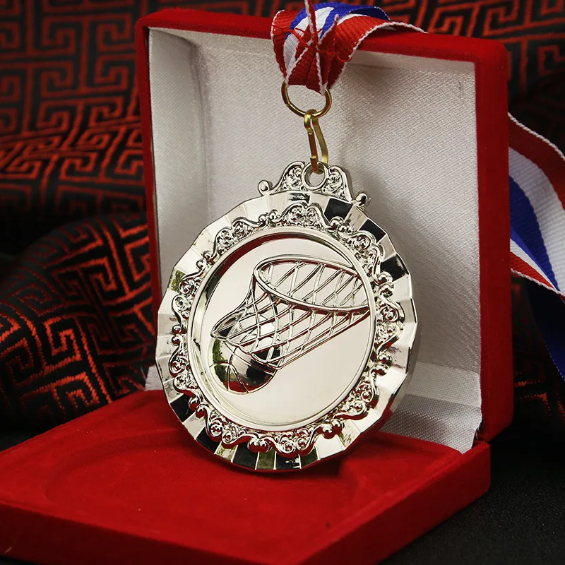 

in stock basketball medal factory price Zinc alloy Spot sports medal custom low price silver Medal back Can carve word