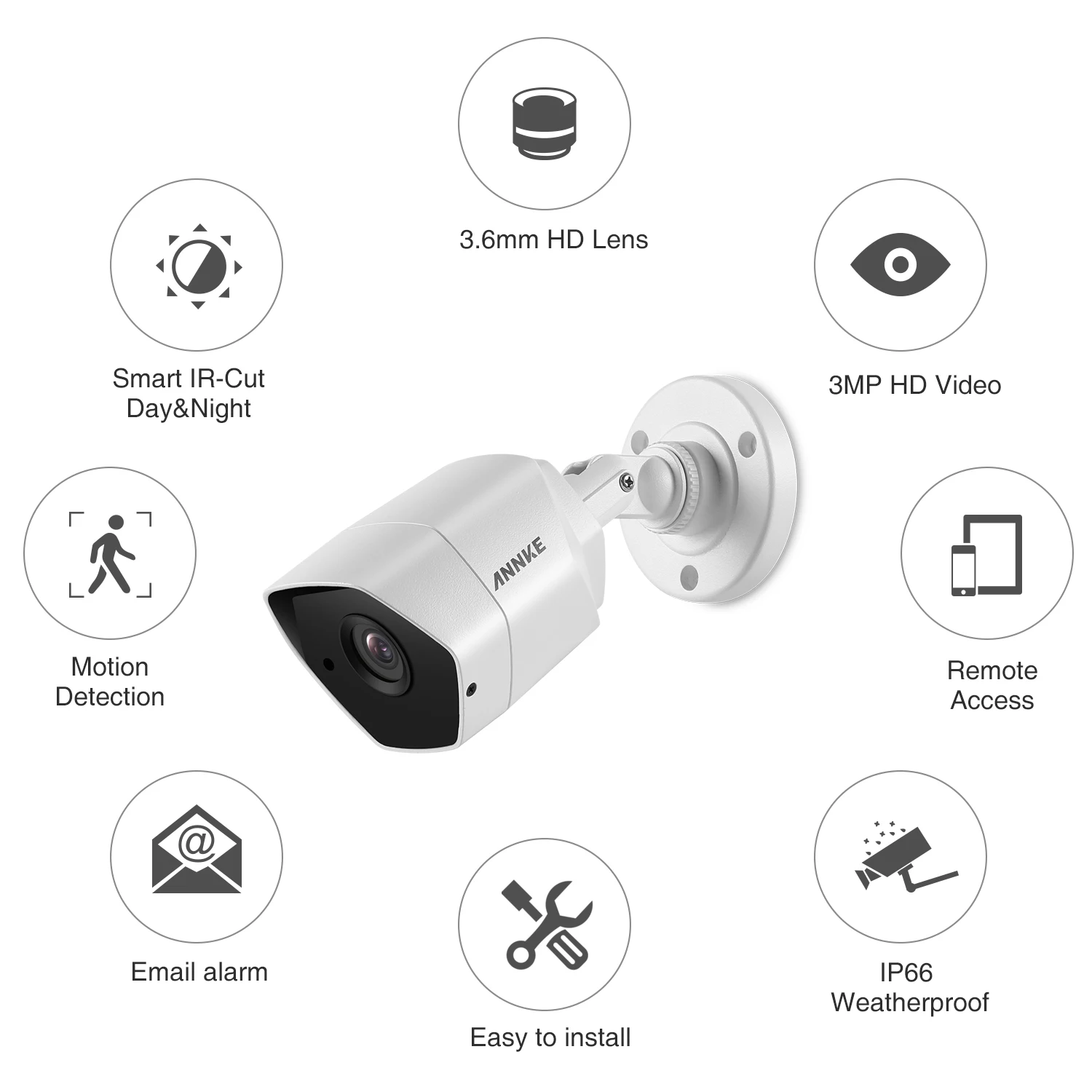 ANNKE 3MP HD-TVI камера безопасности 4 шт. пули комплект открытый металлический водонепроницаемый корпус Супер ночного видения система наблюдения