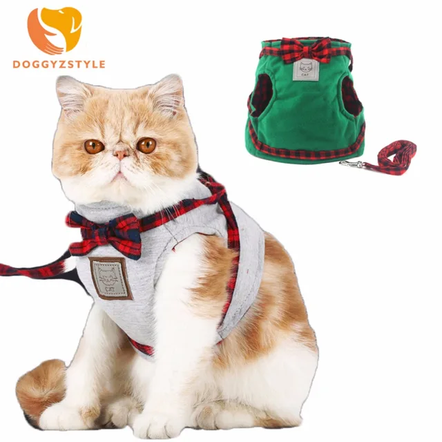 Doggyzstyl Cat Harness Vest Leash Bow Tie Traction Cloth Vests For Doggyzstyl Cat Harness Vest Leash Bow Tie Traction Cloth Vests For Small Dogs Puppy Cats Walking