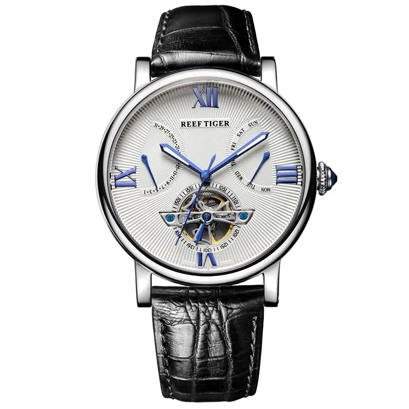 Риф Тигр/RT Tourbillon дизайнерские часы Топ качество часы с датой день и телячьей кожи часы для мужчин RGA191