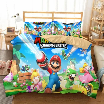 

New Bedding Set 3D mario Print Game Design Duvet Cover Sets King Queen Twin Size UK Single Double Super king Gift for children