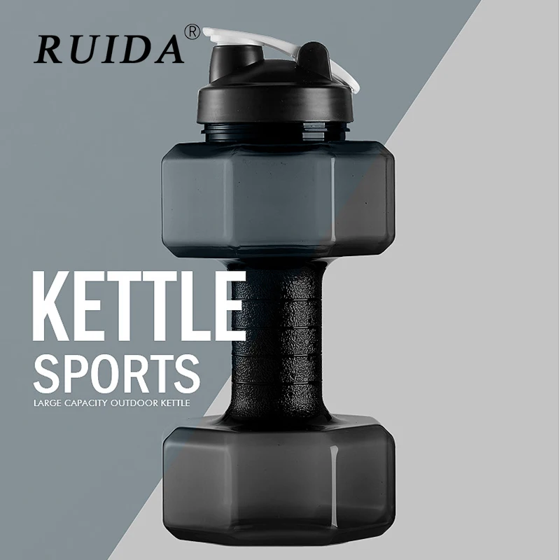 

RUIDA Creative Fitness Dumbbell Kettle Large Capacity Sports Bottle Outdoor Running Plastic Water Bottles Gym Kettle Drinkware