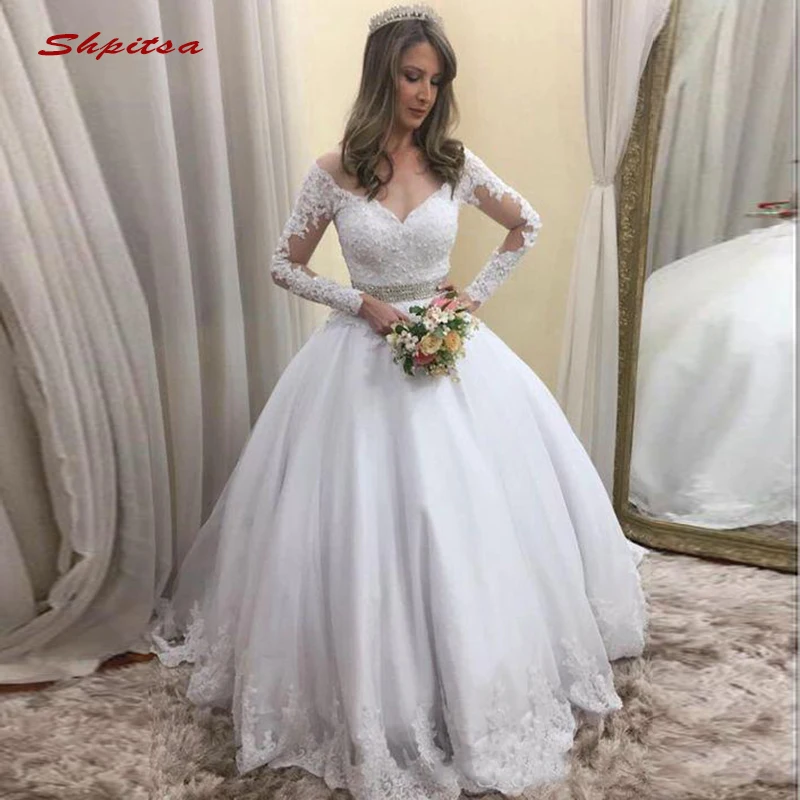 

Long Sleeve Lace Wedding Dresses Ball Gown Turkey Plus Size Bride Bridal Weding Weeding Dresses Wedding Gowns 2019