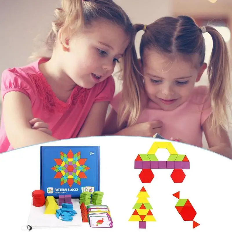 2 набора 155 шт деревянные геометрические формы сортировки Монтессори головоломки Дошкольное обучение Развивающая игра детские игрушки