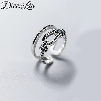 

DIEERLAN Bohemian Bridal Wedding Jewelry 925 Sterling Silver Belt Rings for Women Ladies Punk Antique Finger Vintage Rings