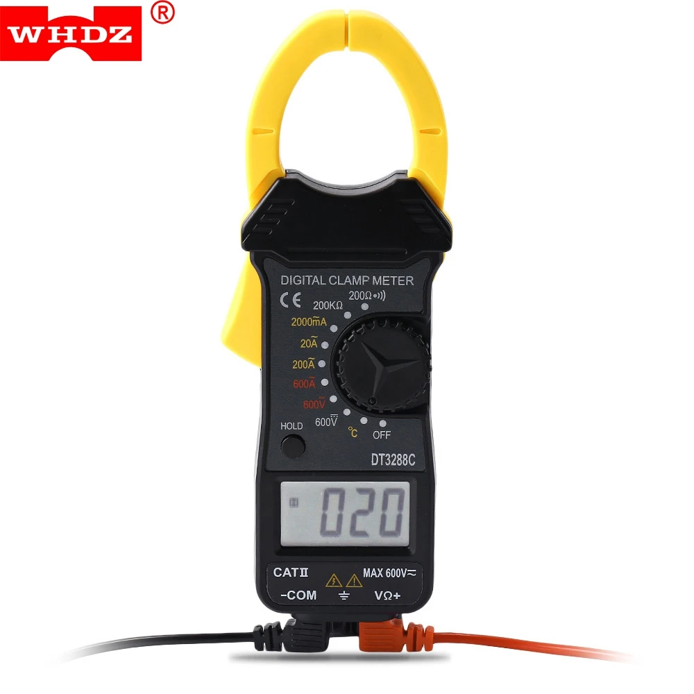 WHDZ DT3288C Мини цифровой токовые клещи Амперметр AC DC напряжение температура Voltmete