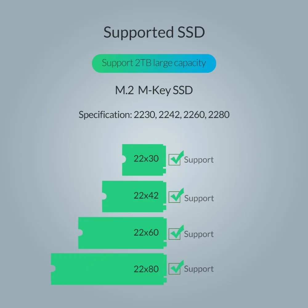 ORICO M.2 SSD корпус 10 Гбит/с Поддержка протокола UASP USB3.1 Gen2 Тип-C Мини SSD случае клип/push-открытые Тип с Тип-C до C