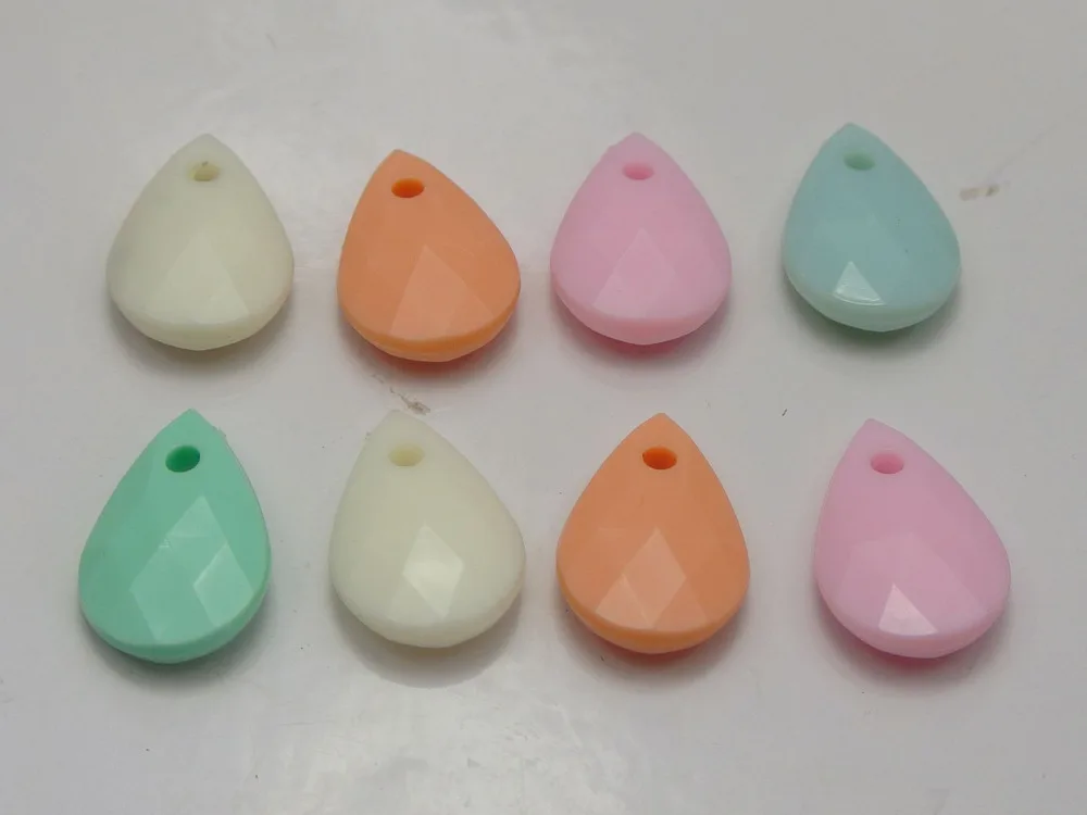 

100 Mixed Pastel Color Acrylic Teardrop Charm Pendants 18X12mm