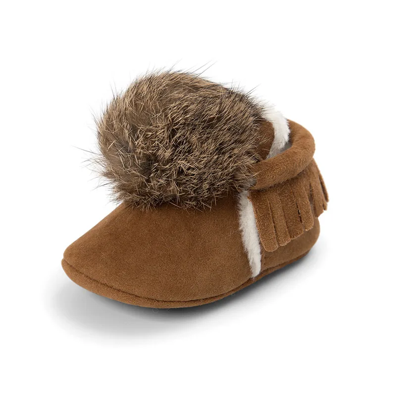 Милая обувь для маленьких девочек; Детские Зимние теплые плюшевые пинетки для малышей; мягкие тапочки для малышей; обувь для малышей - Цвет: Brown