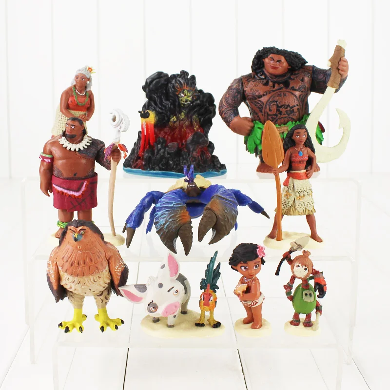 Фигурки принцессы Моана 10 шт./лот Maui Chief Tui Tala Hei Pua Pig Hawk ПВХ игрушки-модели животных