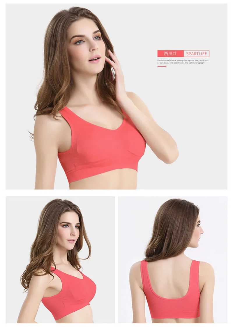 Women Girls Sports Bra Bras Large Sizes Good Top Female Breathable Push Up Seamless Underwear Brassiere Fitness Yoga Running (35)