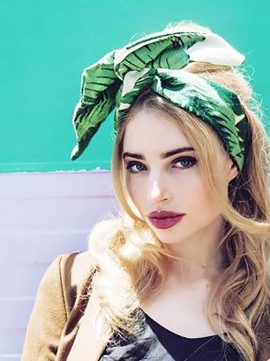ナカビリー 女性のヘッドバンド ヴィンテージスタイル 緑のヤシの葉 ヘアアクセサリー ウサギの耳 1950s Rabbit Ears Head Bandbow Bow Aliexpress