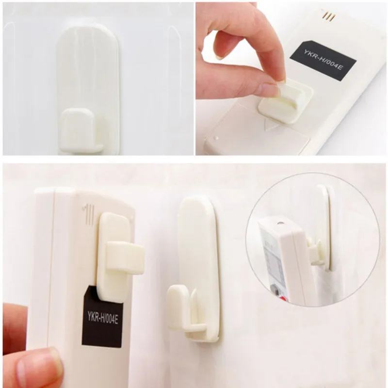 البلاستيك السنانير 2 أزواج (4 pcs) لزجة مجموعة خطفات التلفزيون مكيف الهواء مفتاح تحكم عن بعد العملية جدار تخزين حامل قوي شماعات