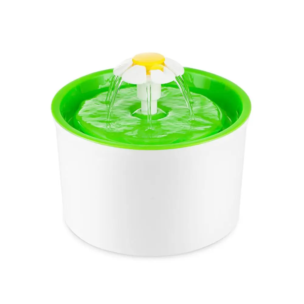 1.6L пластиковый автоматический Электрический фонтан для домашних животных в форме цветка для собак и кошек, фонтан для питья домашних животных, чаша для питья, фильтр для посуды - Цвет: Зеленый