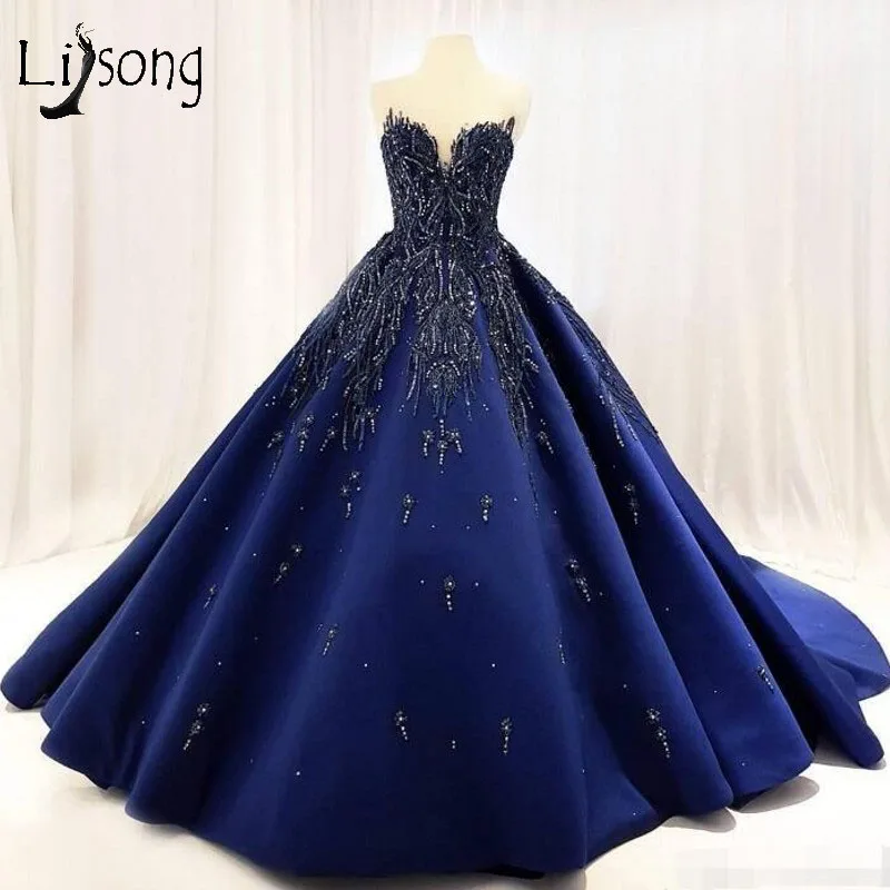 royal blue puffy prom dresses