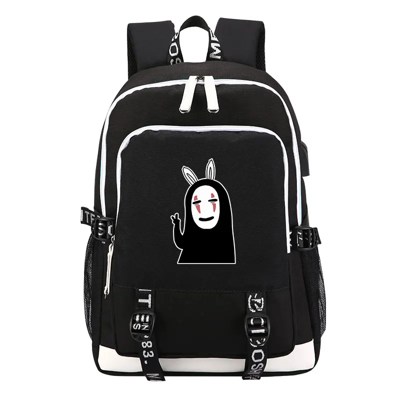 Унесенный призраками, рюкзак с принтом «No Face Man», Kawaii Totoro, женский милый рюкзак с usb зарядкой, рюкзак для ноутбука, Брезентовая школьная сумка - Цвет: 4