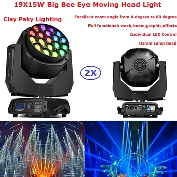 buy 2XLot Grote Bee Eye Moving Head Wash Lights 19X15W RGBW 4IN1 LED Beam Moving Head Lights 4 60 graden Elektronische Zoom Hoek