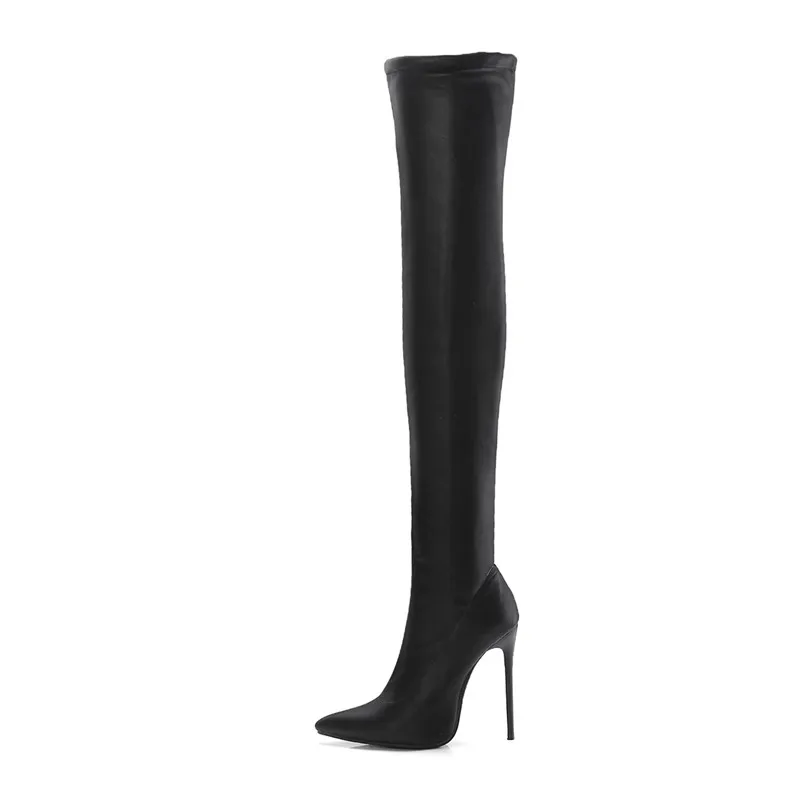 ASUMER hot sale new over the knee boots women pointed toe zip stiletto high heels prom boots women shoes