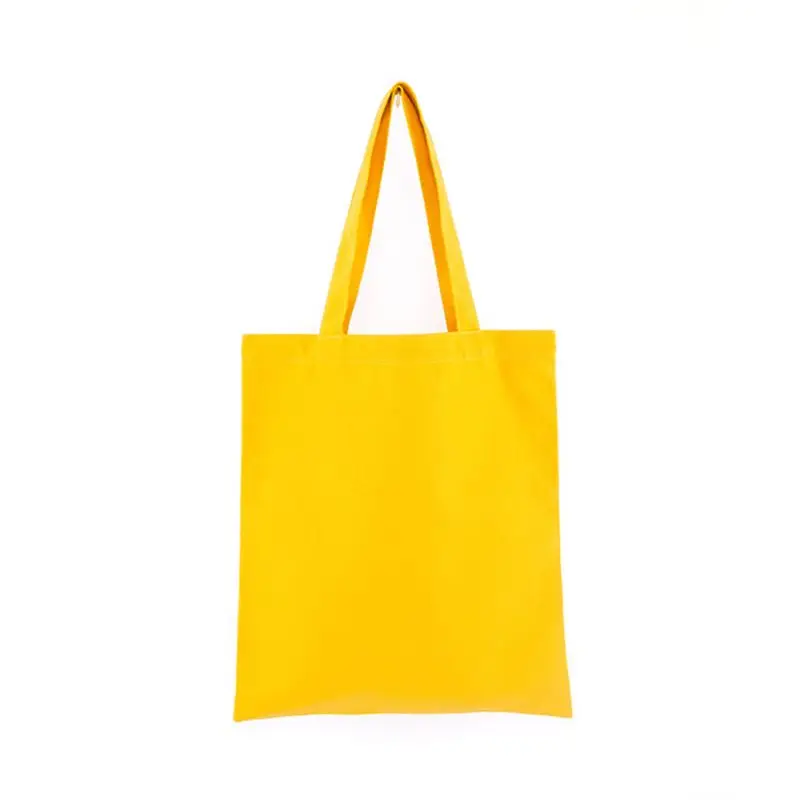 Женские прочные холщовые пустые продуктовые простые хозяйственные сумки, Дамская многофункциональная сумка на плечо, многоразовая утилизация, 14 цветов - Цвет: Цвет: желтый