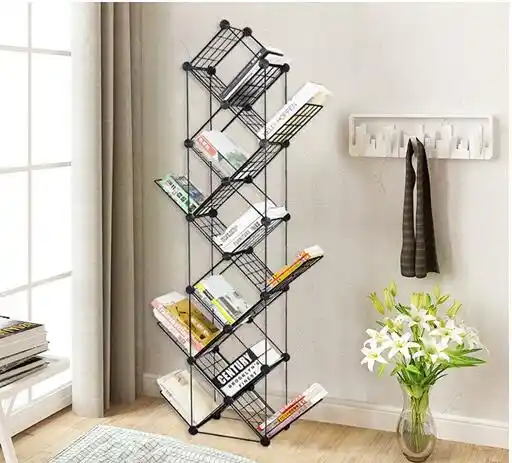 Creative Combination Of Tree Iron Art Children Grid Bookshelf Book Arrangement And Floor Type Collection Rack 086