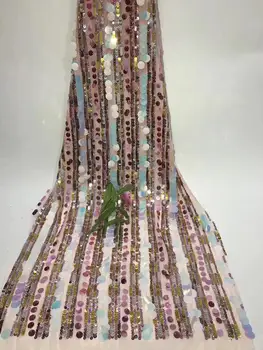 

In 2019, high quality large sequined lace fabric of lacy fabric with colorful Latin clothing net YYZ089923