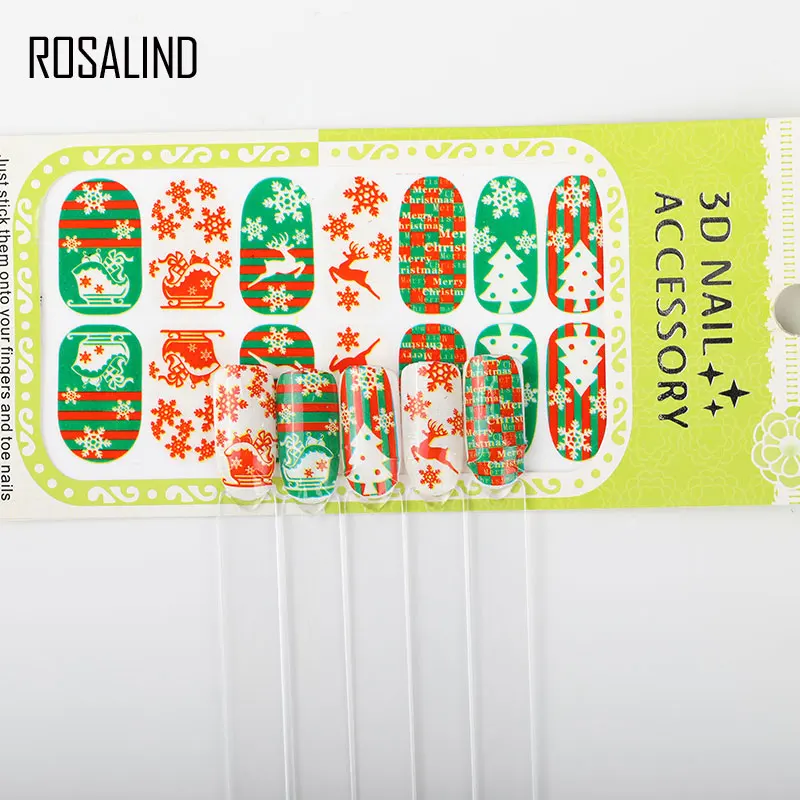 ROSALIND Art Christmas DIY Stickers for Nails Colorful Nail Stickers Flowers Water Decal Wraps Foil Sticker manicure - Цвет: N5216-04