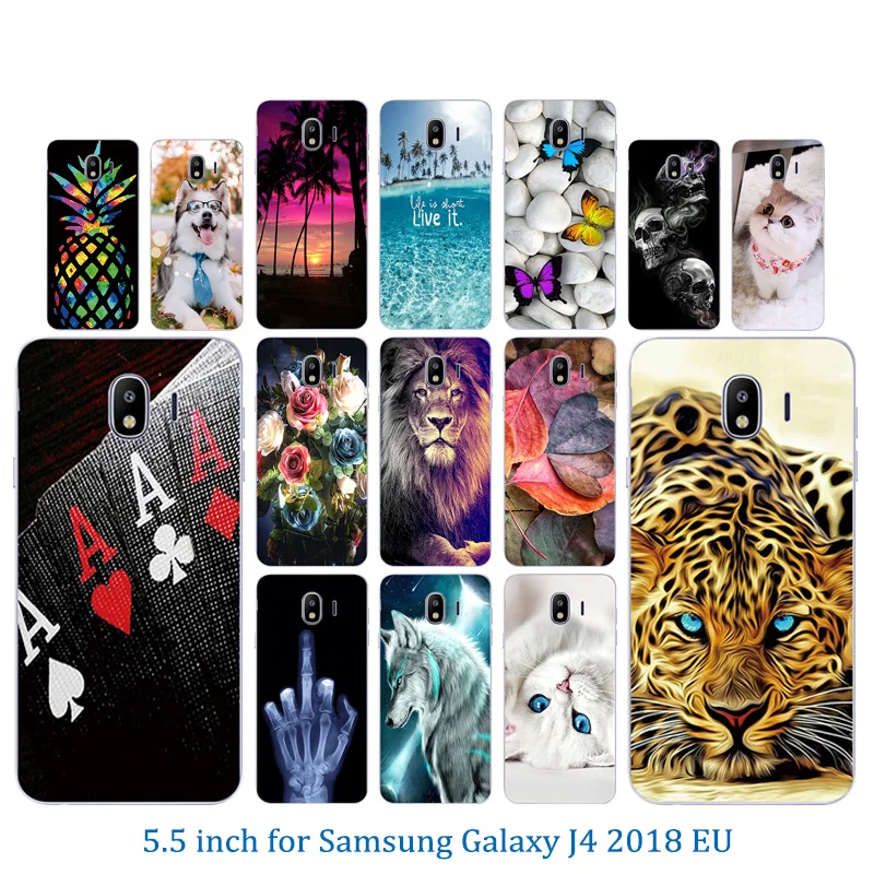ТПУ для Galaxy J4 2018 J400 SM-J400F чехлы телефонов с узором Marb матовый черный защитный чехол