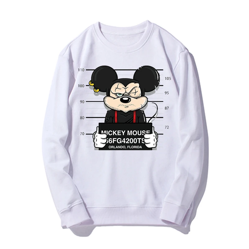 

P Tee O-Neck mouse Printed Kawaii Loose Thin Pullovers Mens Autumn Winter Long Sleeve Casual Hoodies Cotton Sweatshirts WD-64