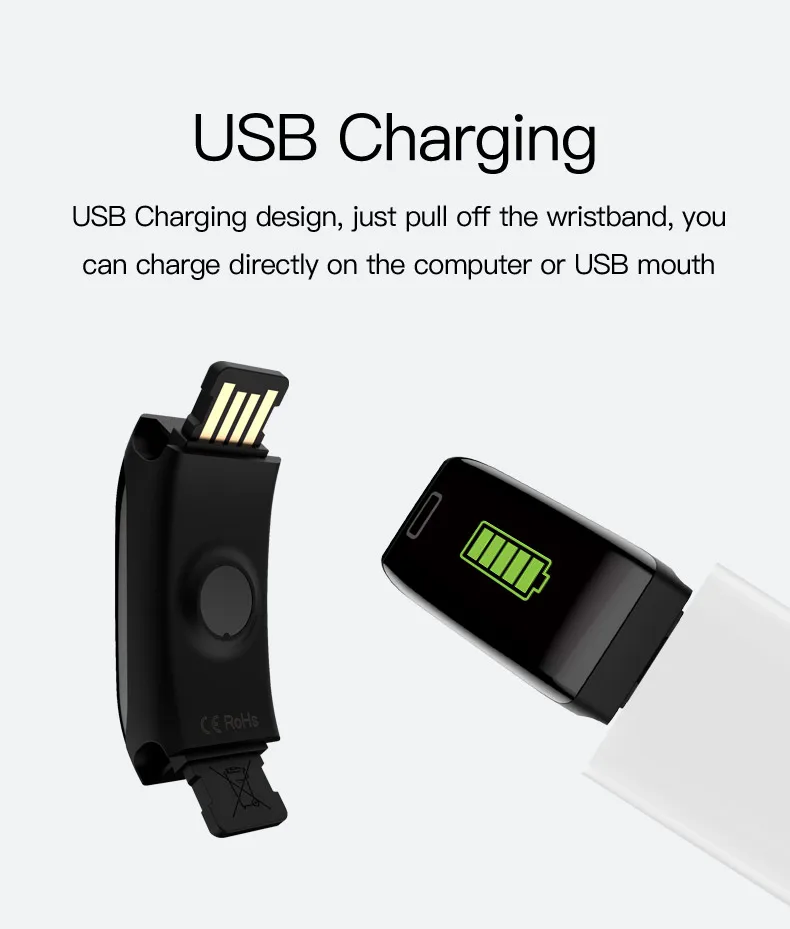 L8STAR R7 зарядка через usb Смарт браслет IP67 Водонепроницаемый сна пульсометр фитнес