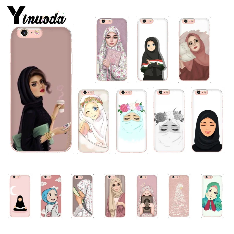 

Yinuoda Oriental Woman In Hijab Face Muslim Islamic Girl Eyes Phone Case for iPhone 8 7 6 6S Plus X XSMAX 5S XR11 11pro 11promax