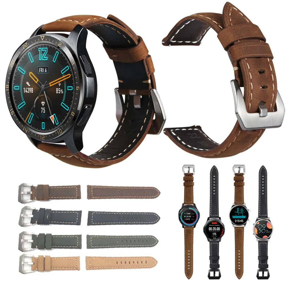 Ретро ремешок из натуральной кожи для HUAWEI WATCH GT GT2 сменный кожаный браслет Huami Amazfit