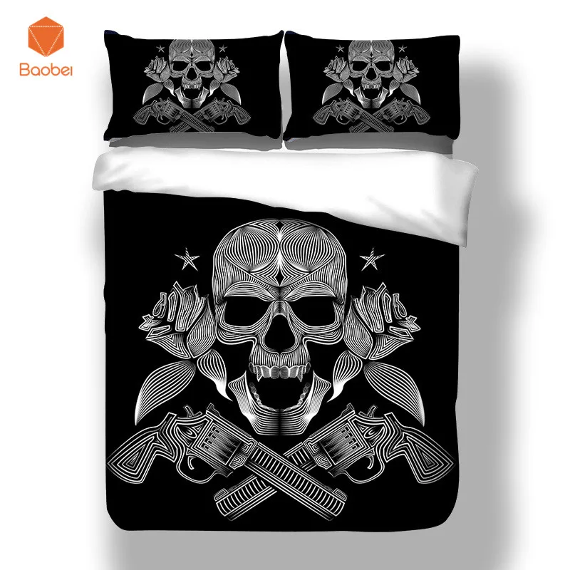 

3pcs Pinted 3D Silver Skull Duvet Cover Set Bedding set With Pillowcase for Adults Kids Twin Full Queen King Size sj242