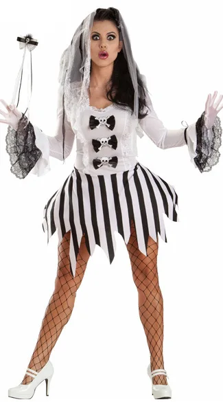 MOONIGHT Хэллоуин Пурим костюмы для Для женщин Зомби костюм Труп невесты Короткие любовь Платье для косплея для женщин