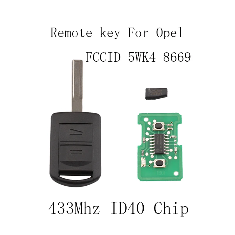 BHKEY 2BUTTONS CAR KEY FOR VAUXHALL OPEL CORSA C COMBO TIGRA MERIVA AGILA REMOTE KEY CASE COVER FOB 433MHZ ID40 CHIP 5WK4 8668