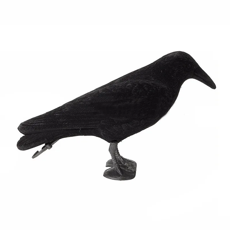 Ourpgone Practical Plastic Crow Decoy Hunting Flocked Coated Full Body