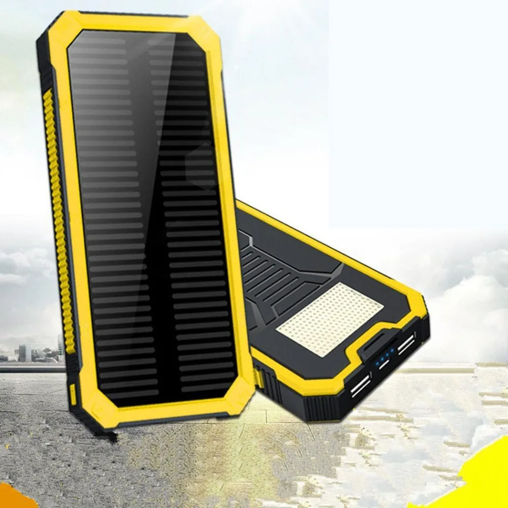

Portable Solar Power Bank 20000mah Waterproof External Battery Backup Powerbank 20000mah Phone Battery Charger LED Pover Bank