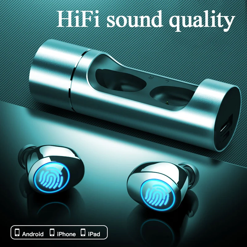 

TWS Bluetooth 5.0 Earphone True Wireless EarBuds 6D Waterproof Stereo Headset HIFI Stereo Smart Noise Reduction Touch Earphones