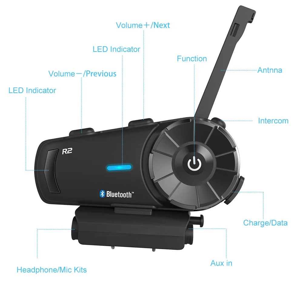 Airide R2 мотоциклетный шлем гарнитура 4 Rider Group Talk 1000 м Bluetooth Мото домофон Голосовая