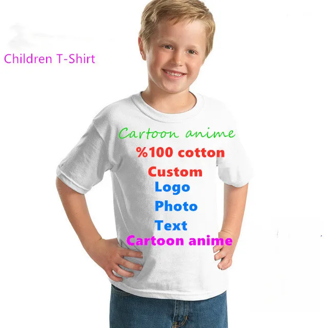 Мужская футболка с принтом на заказ, Мужская футболка, сделай сам, как фото или логотип, белые футболки, детская футболка, белая,% 100 хлопок - Цвет: Children white