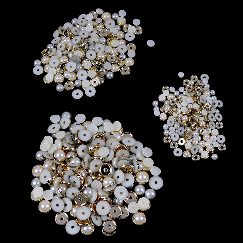 

100sets DIY Crafts Decoration Half Round Pearl Rivets Button for Cloth Pants Hat Bag Shoes DIY Home Garment Accessories