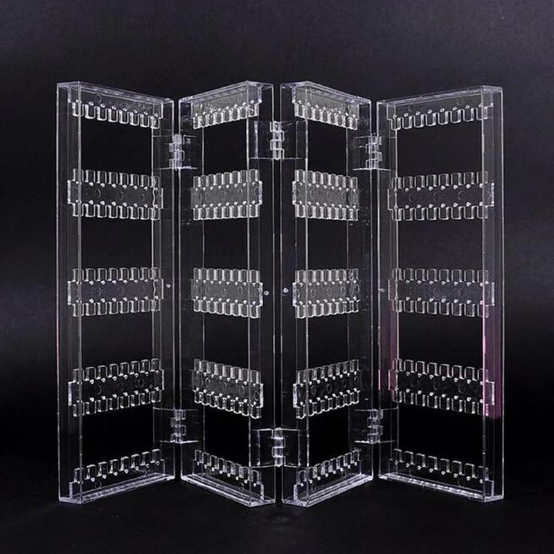New 256 Holes Foldable 4 Panel Clear Makeup Jewelry Organizer Holder Earring Stud Necklace Bracelet Storage Stand Display