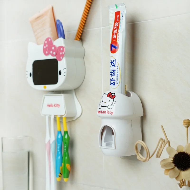 Домашний Ванная комната Автоматический Диспенсер зубной пасты, для зубной щетки держатель Ванная комната Продукты настенное крепление стойки для ванной набор с зеркалом для макияжа