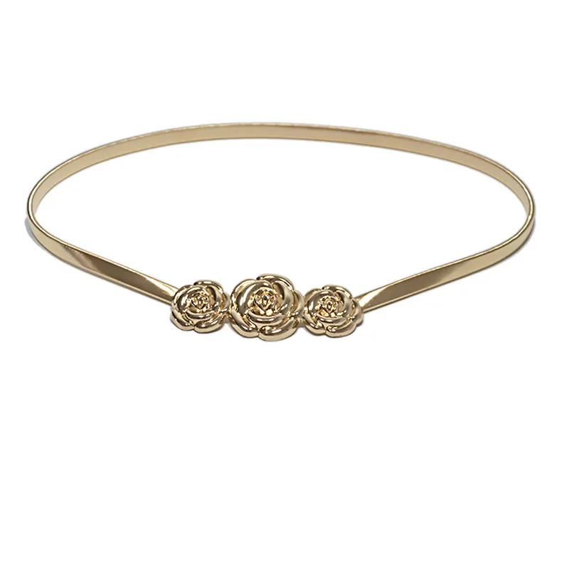 

Модные Женские Эластичные Обтягивающие пояса с золотистыми розами и цепочкой на талии для девочек, пояс с эластичным поясом, пояс с металлическим Bg-827