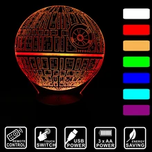 Remote/Touch Star Wars lamp Death star 3D light Night Light led Table Lamp USB 7 Color change LED Lighting for Gift IY803327-1